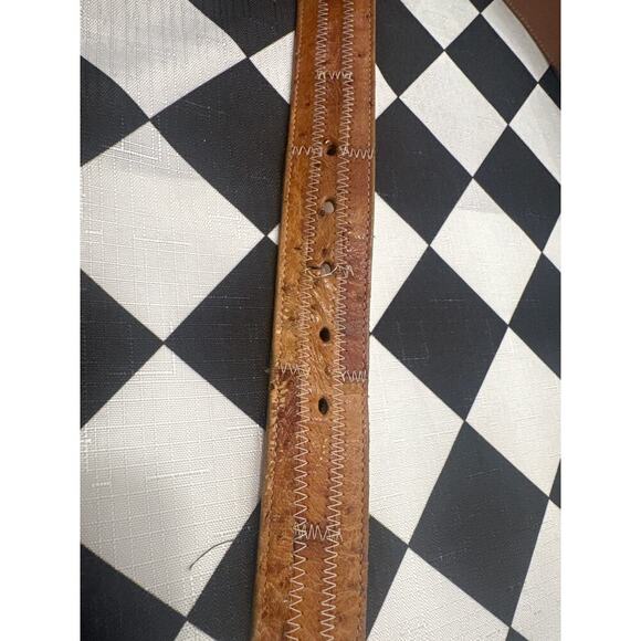 Tony Lama Made in USA ostrich light brown belt men’s 32 leather - Picture 6 of 6